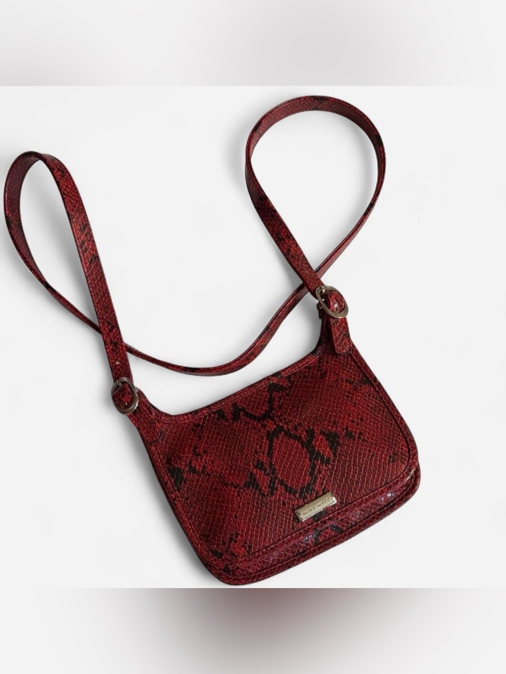 Nine West Red Snake-Print Crossbody Bag